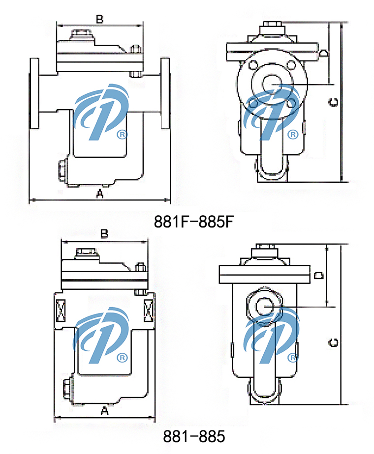 881F-885F法蘭倒置桶式蒸汽疏水閥結(jié)構(gòu)圖 881F-885F法蘭倒置桶式蒸汽疏水閥結(jié)構(gòu)圖